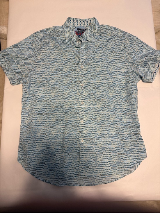Robert Graham Other - Robert Graham Light Blue & White Geometric Short-Sleeve Button-Down Shirt